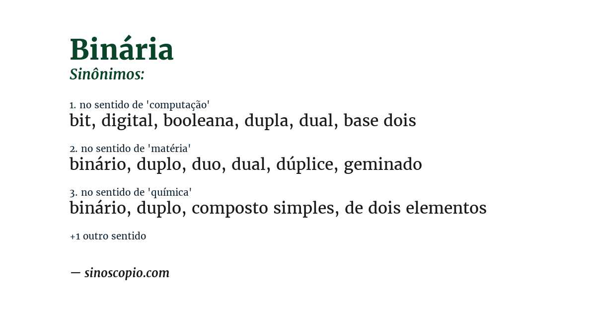Sinônimo de binária