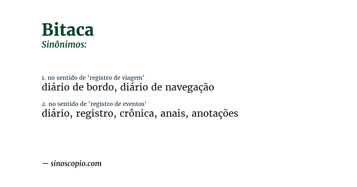 Sinônimo de bitaca