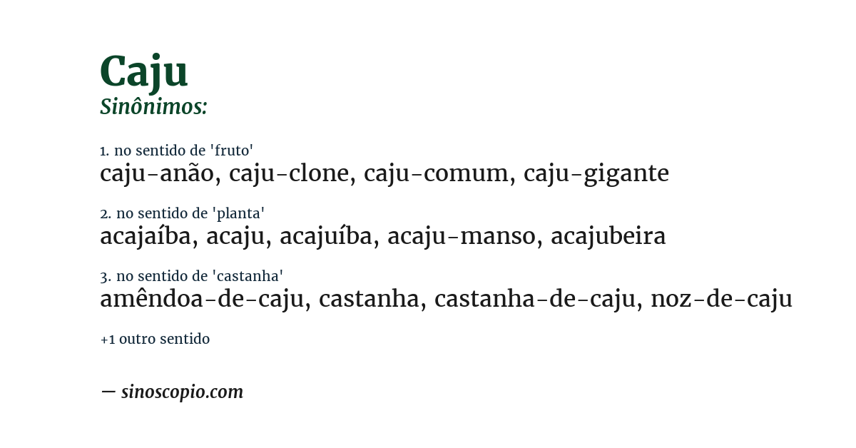 Sinônimo de caju
