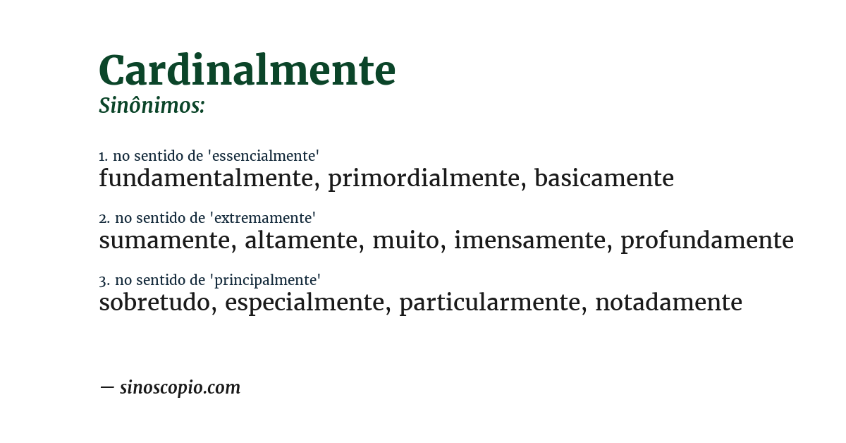 Sinônimo de cardinalmente