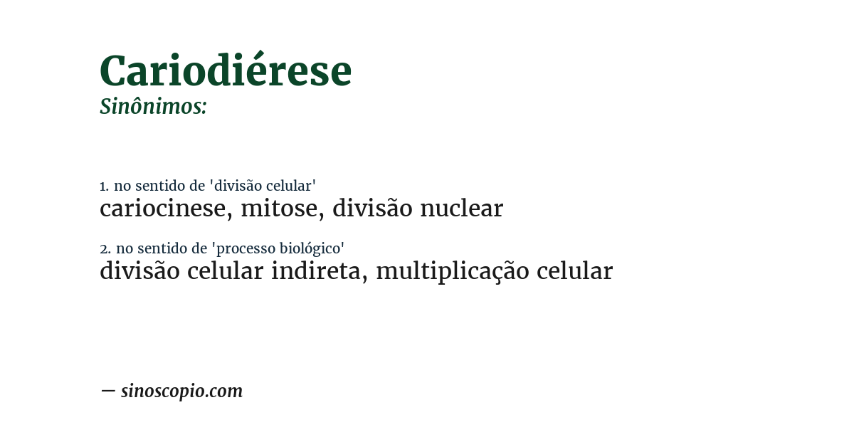 Sinônimo de cariodiérese