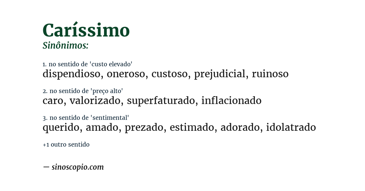 Sinônimo de caríssimo