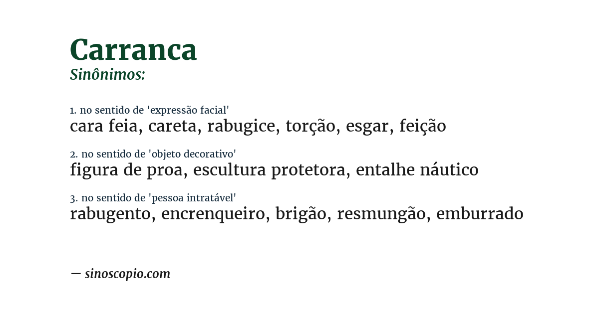 Sinônimo de carranca