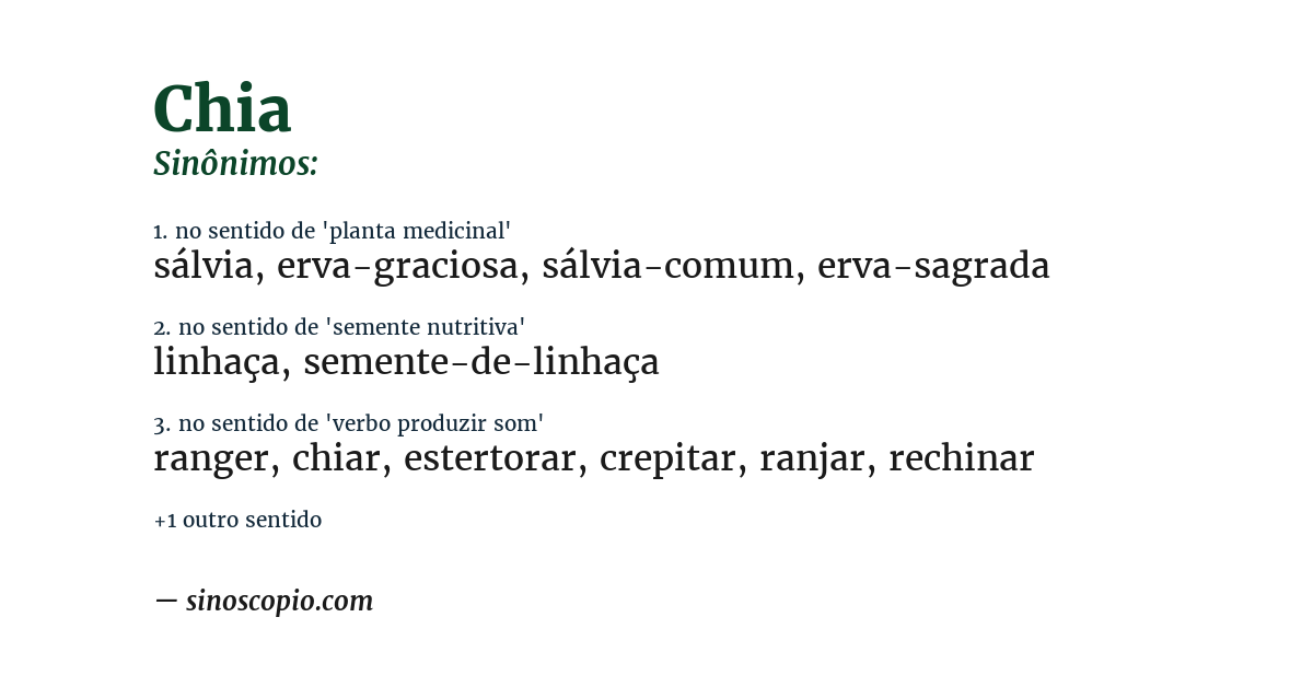 Sinônimo de chia