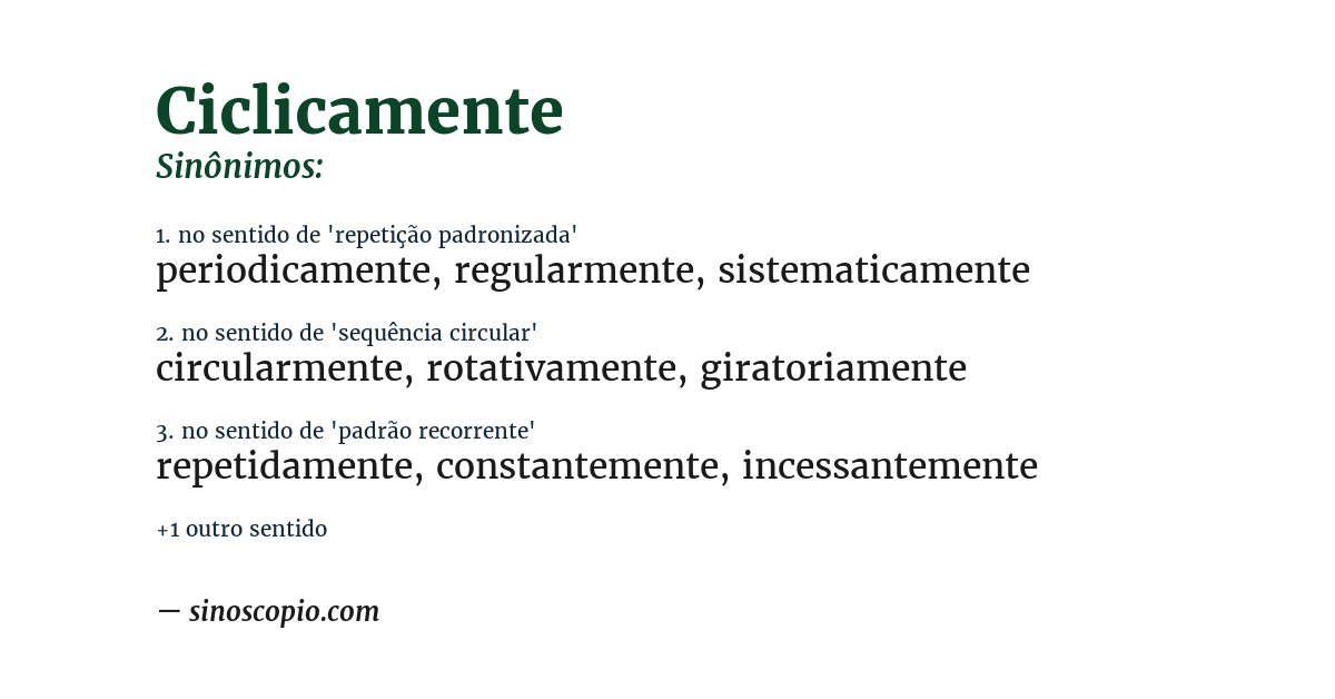 Sinônimo de ciclicamente
