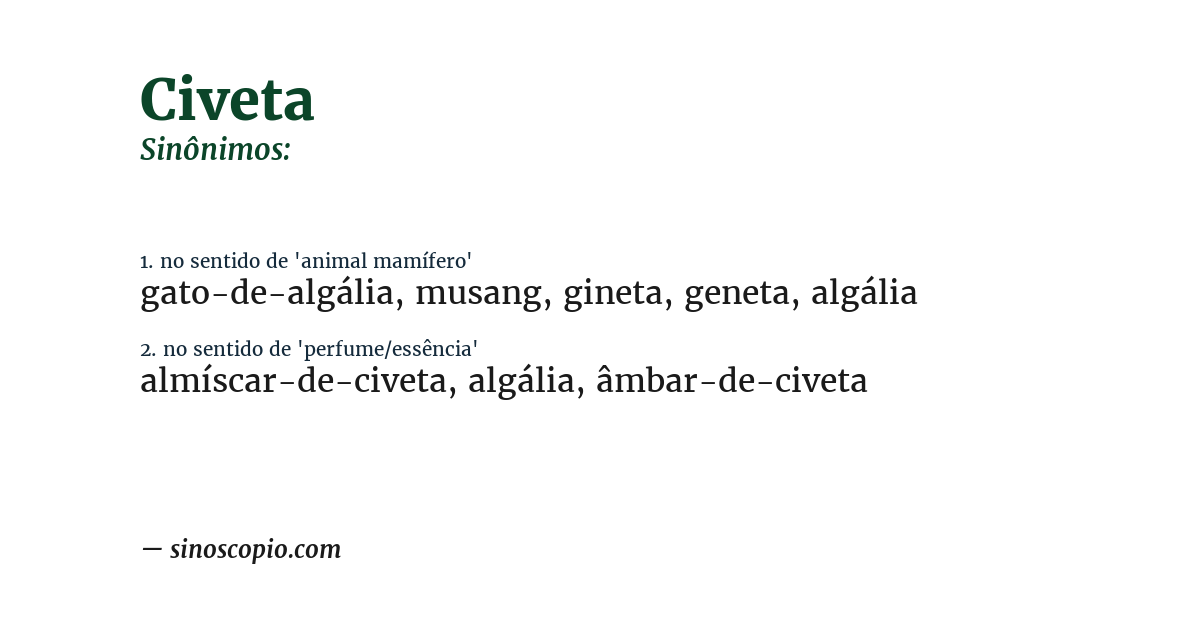 Sinônimo de civeta