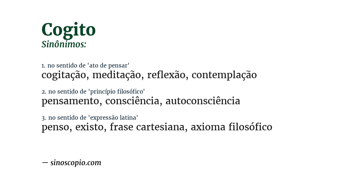 Sinônimo de cogito