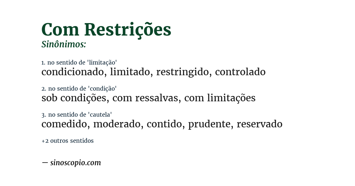 Sinônimo de com restrições