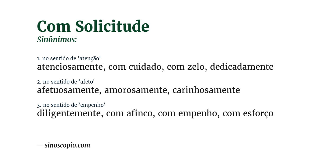 Sinônimo de com solicitude