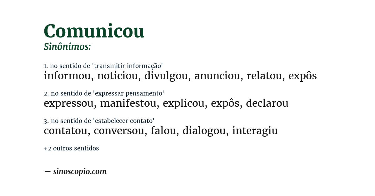 Sinônimo de comunicou