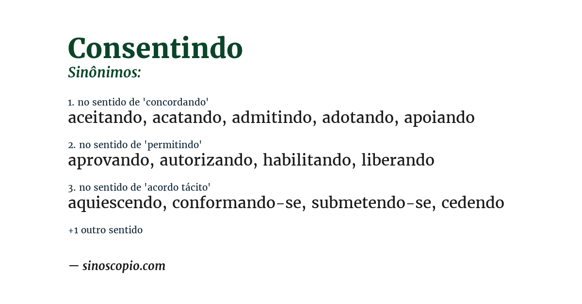 Sinônimo de consentindo