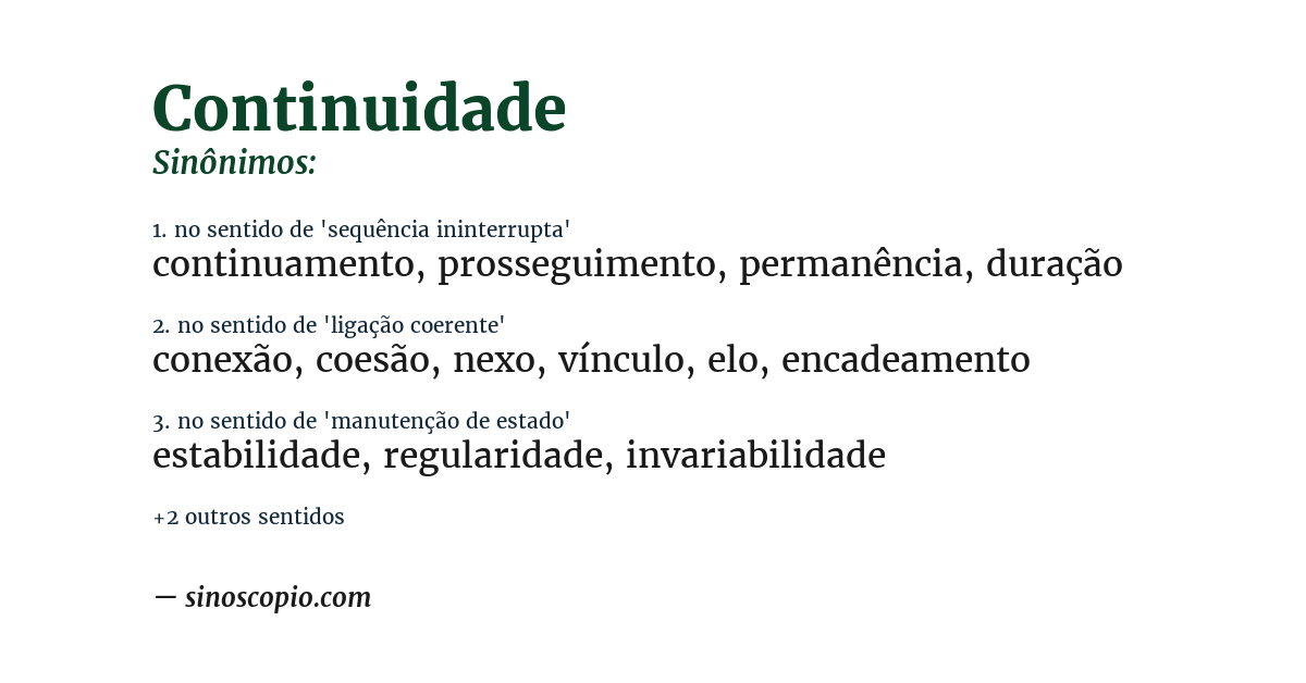 Sinônimo de continuidade