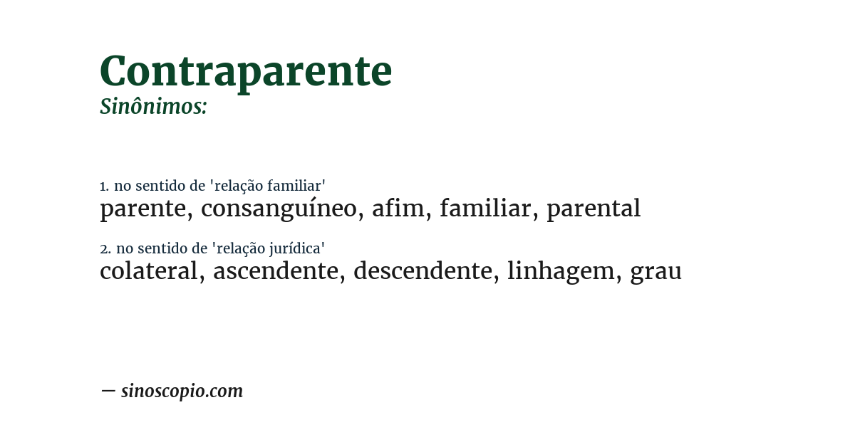 Sinônimo de contraparente