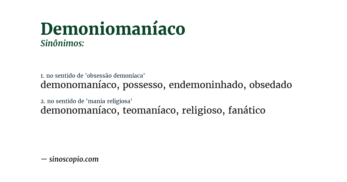 Sinônimo de demoniomaníaco