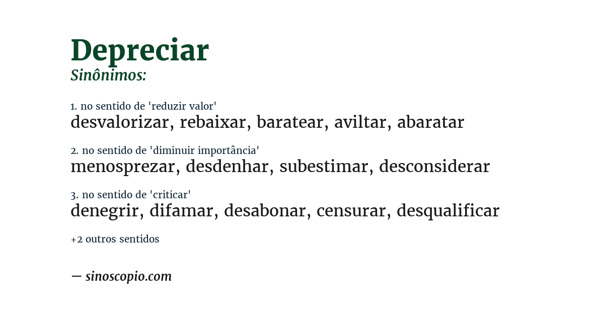 Sinônimo de depreciar
