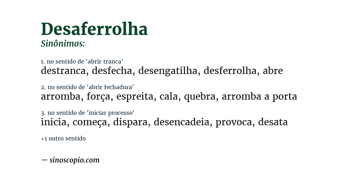 Sinônimo de desaferrolha