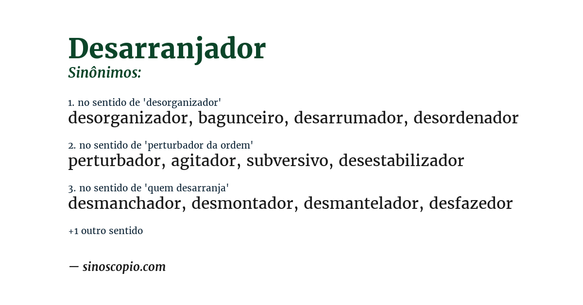 Sinônimo de desarranjador