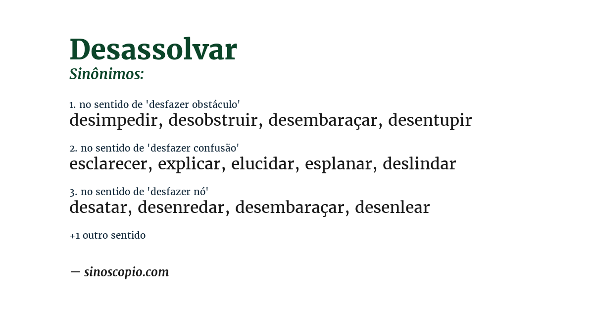 Sinônimo de desassolvar