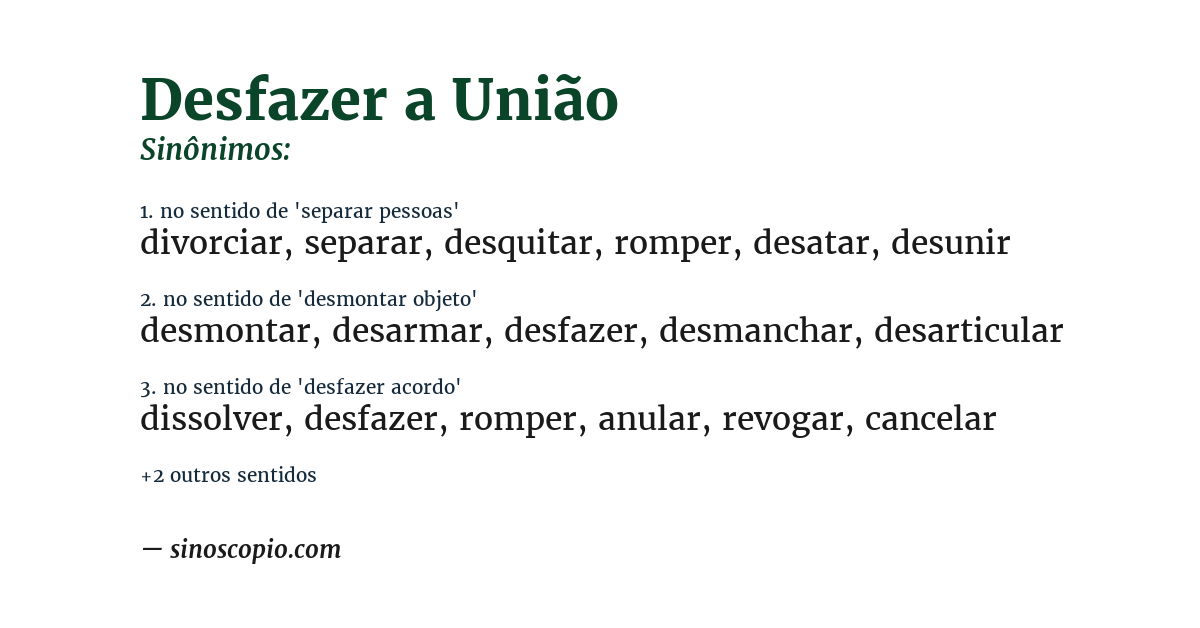 Sinônimo de desfazer a união