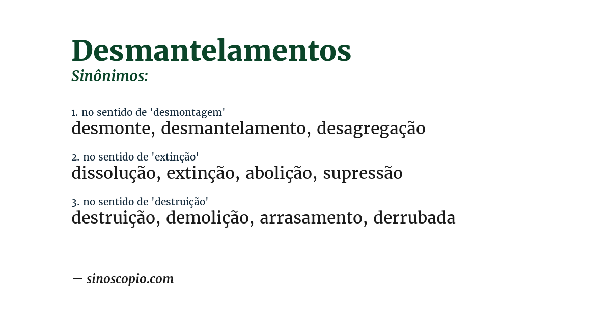 Sinônimo de desmantelamentos