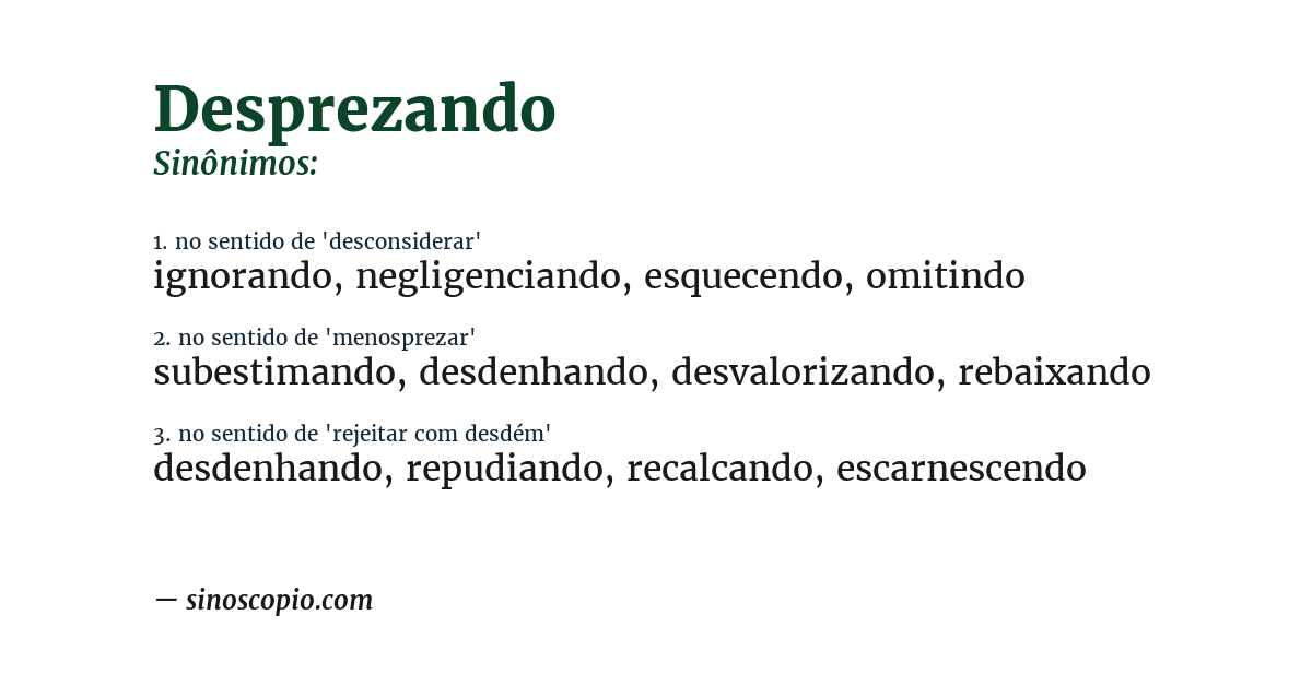 Sinônimo de desprezando