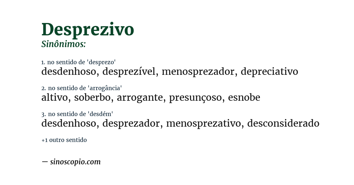 Sinônimo de desprezivo