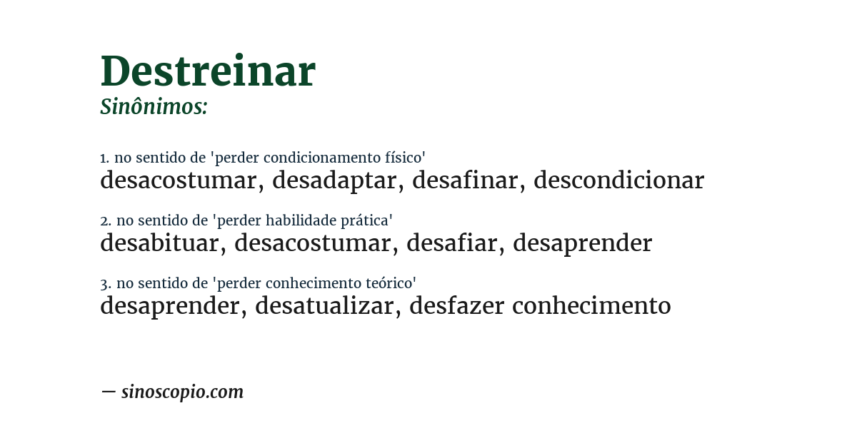 Sinônimo de destreinar