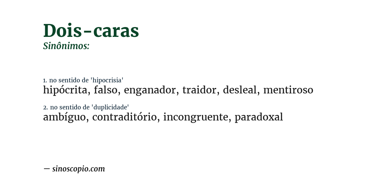 Sinônimo de dois-caras