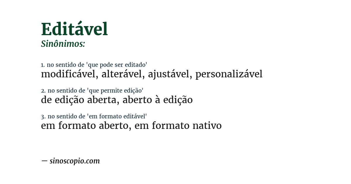 Sinônimo de editável