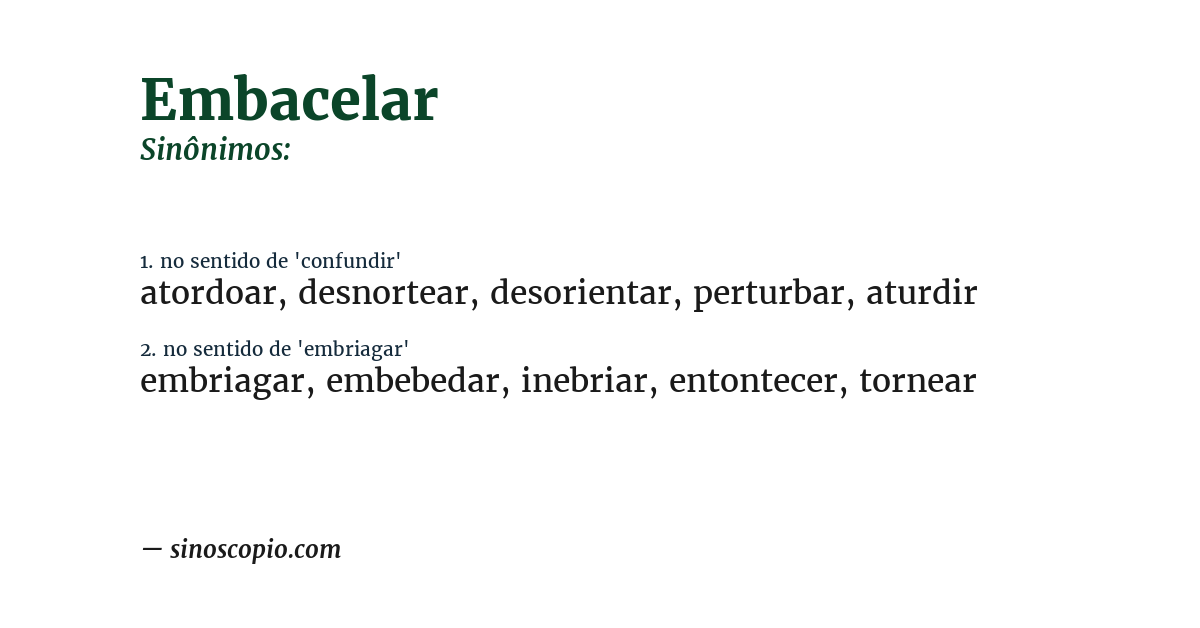 Sinônimo de embacelar
