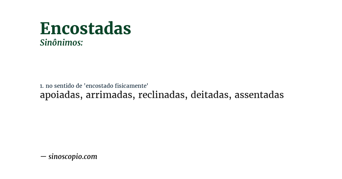 Sinônimo de encostadas