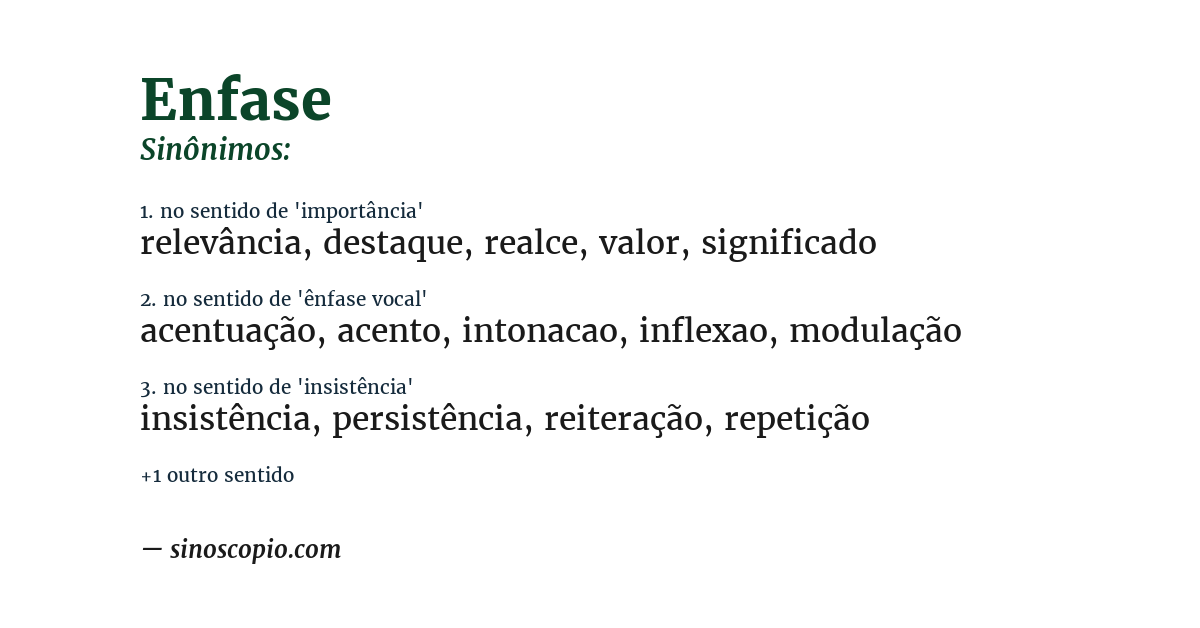 Sinônimo de enfase