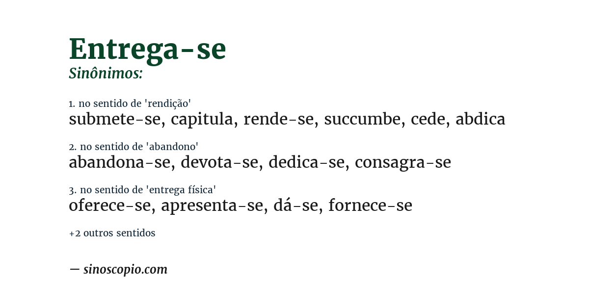 Sinônimo de entrega-se