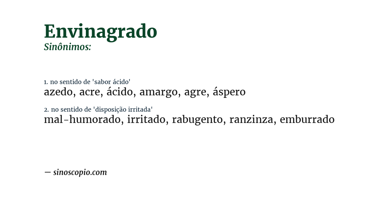Sinônimo de envinagrado