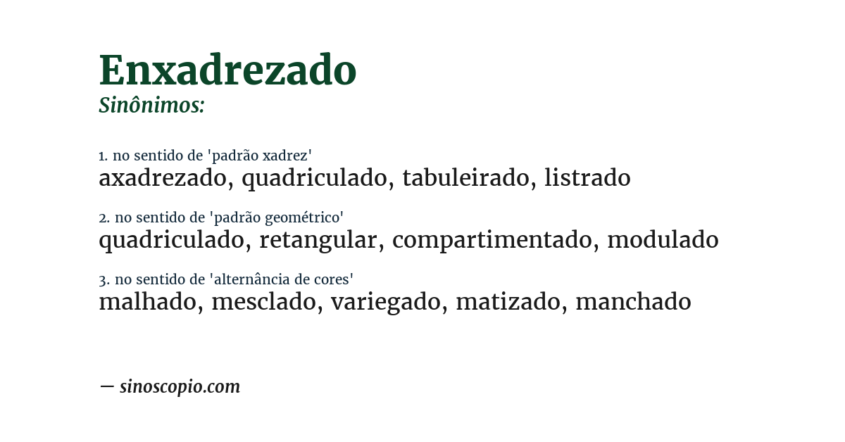 Sinônimo de enxadrezado