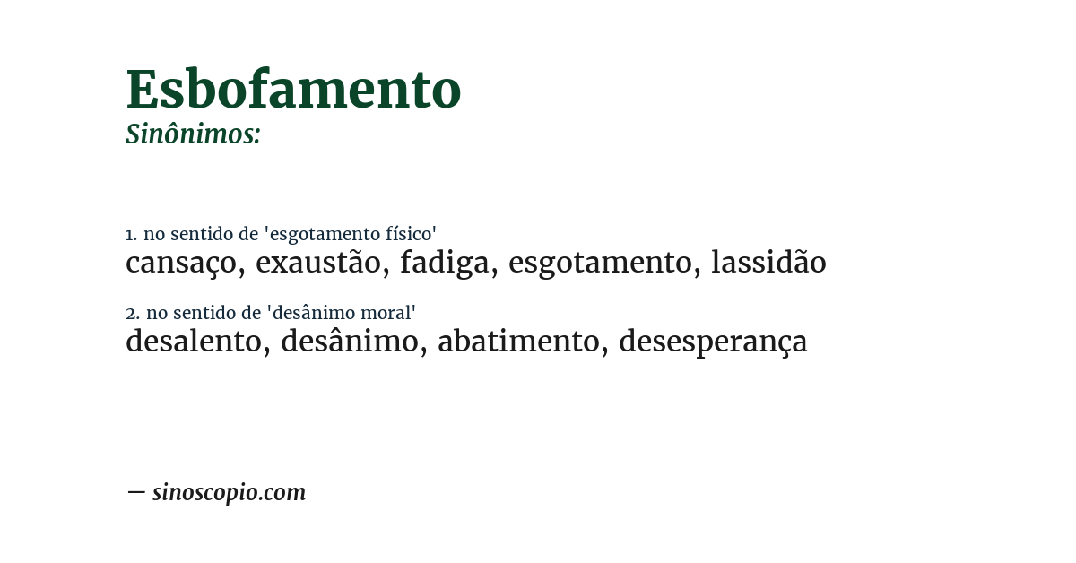 Sinônimo de esbofamento