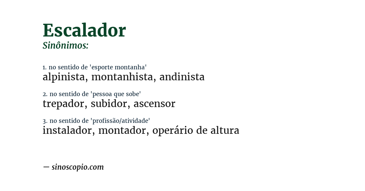 Sinônimo de escalador