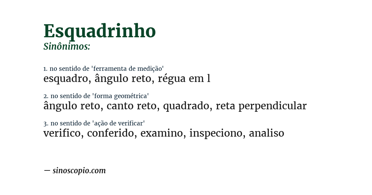 Sinônimo de esquadrinho