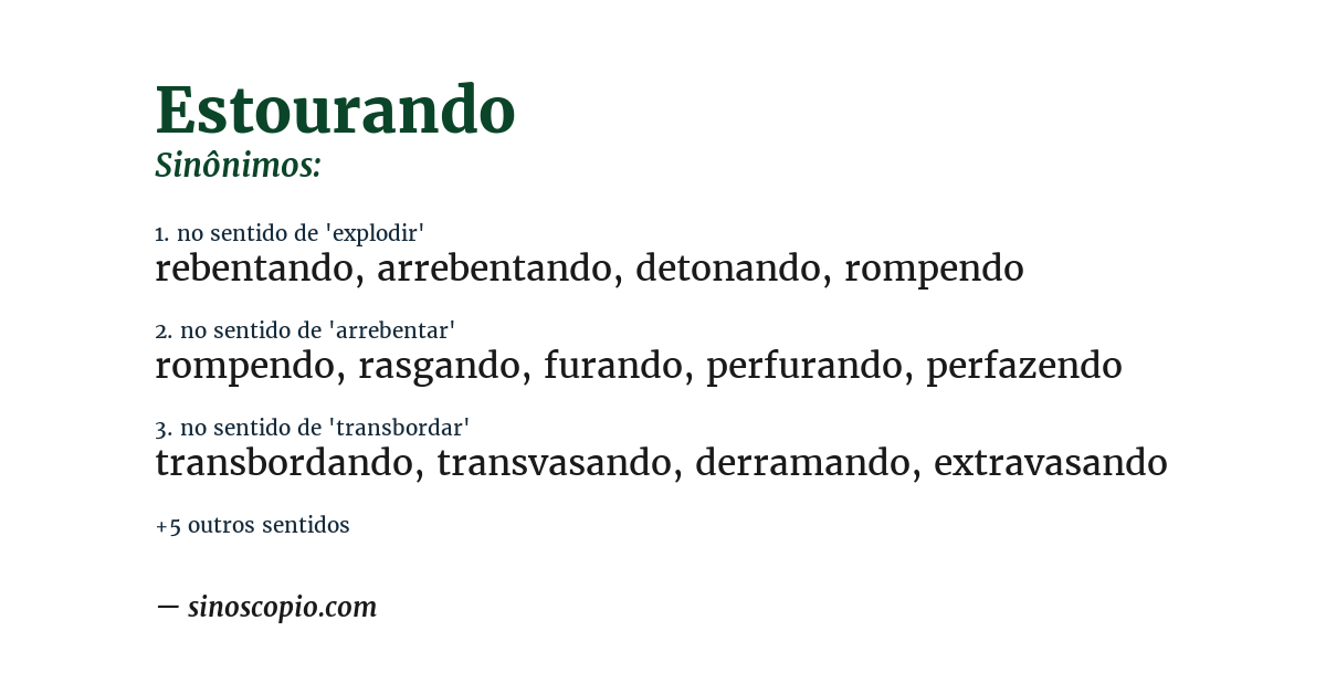 Sinônimo de estourando