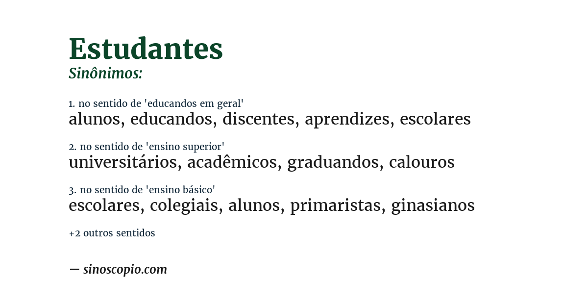 Sinônimo de estudantes