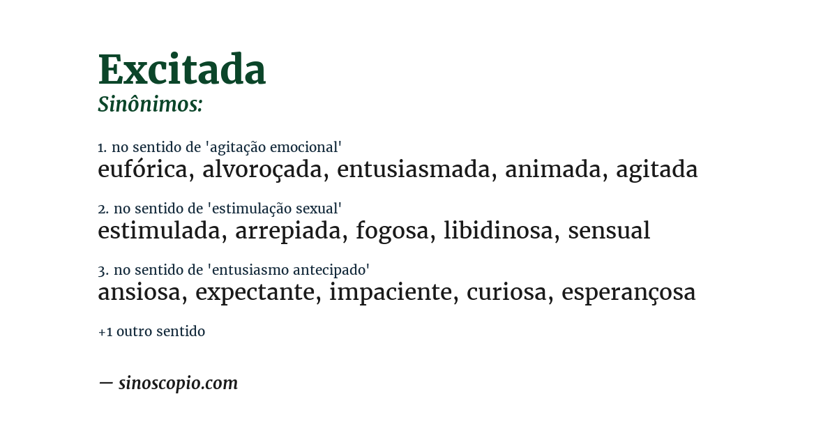 Sinônimo de excitada