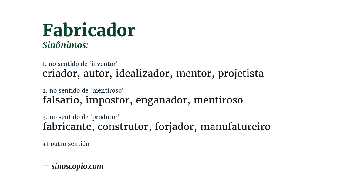 Sinônimo de fabricador