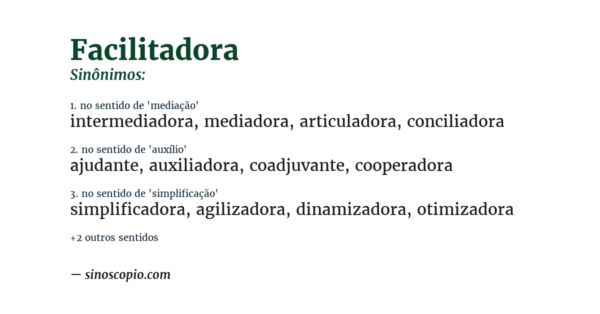 Sinônimo de facilitadora