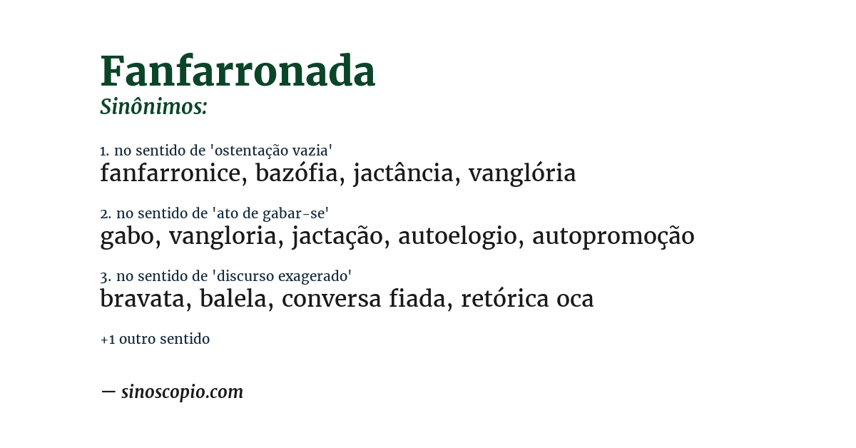 Sinônimo de fanfarronada