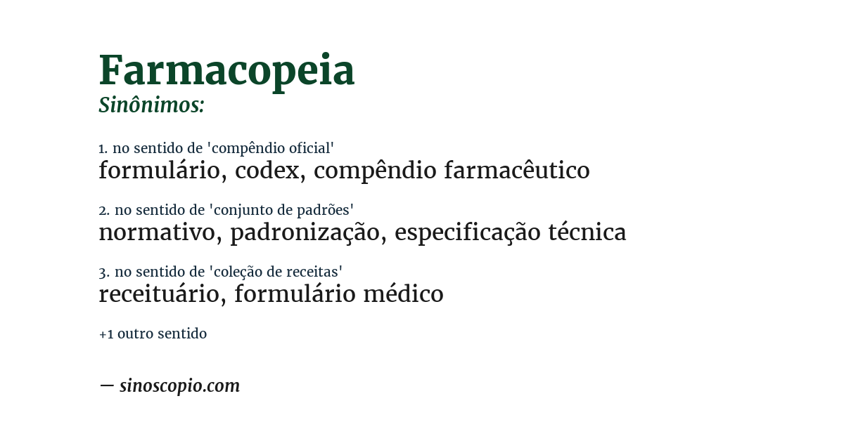 Sinônimo de farmacopeia