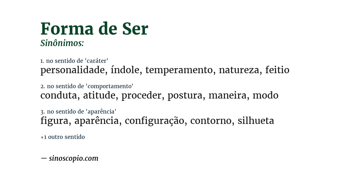 Sinônimo de forma de ser