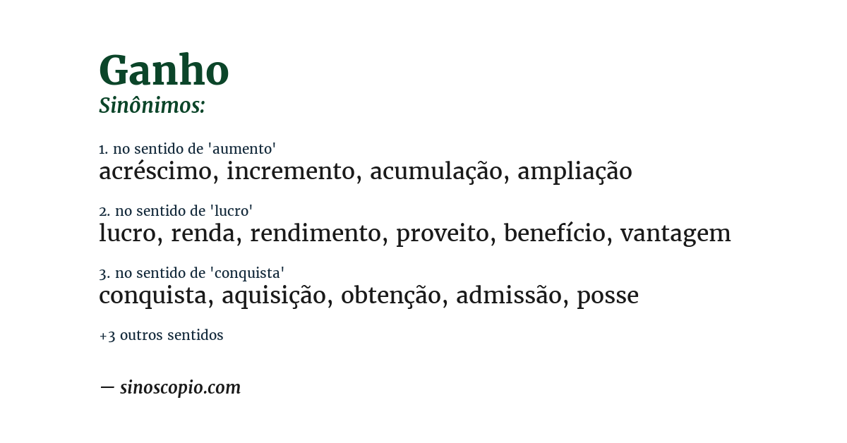 Sinônimo de ganho