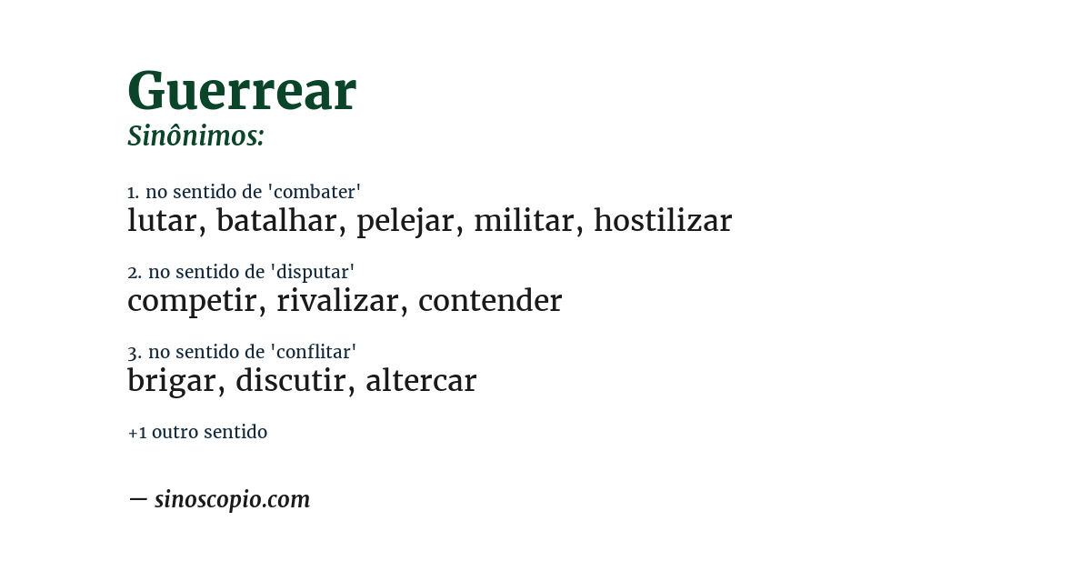 Sinônimo de guerrear