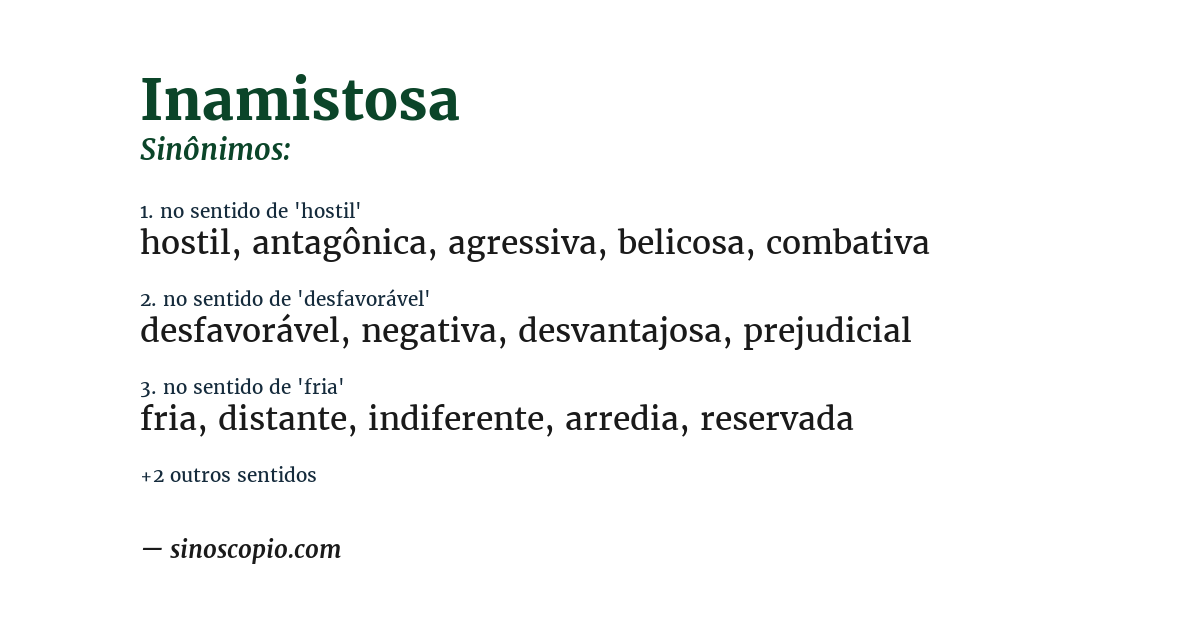 Sinônimo de inamistosa