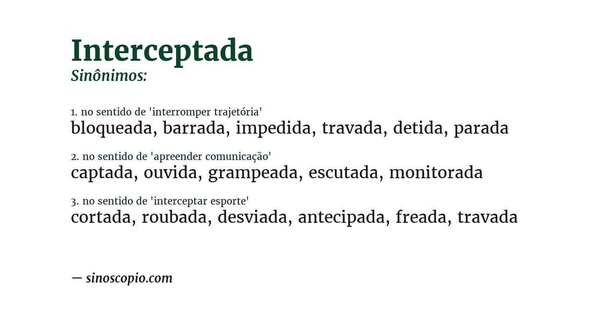 Sinônimo de interceptada